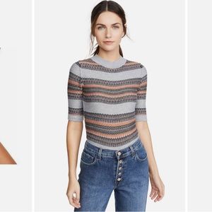 Intimately Free People Womens Striped Mock Neck Bodysuit - XL